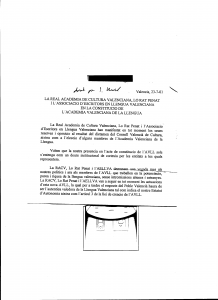 Pamflet contra l'AVL que va repartir Juan Lladró en mà, a l'ex-redactor d'EL TEMPS, Francesc Viadel. 