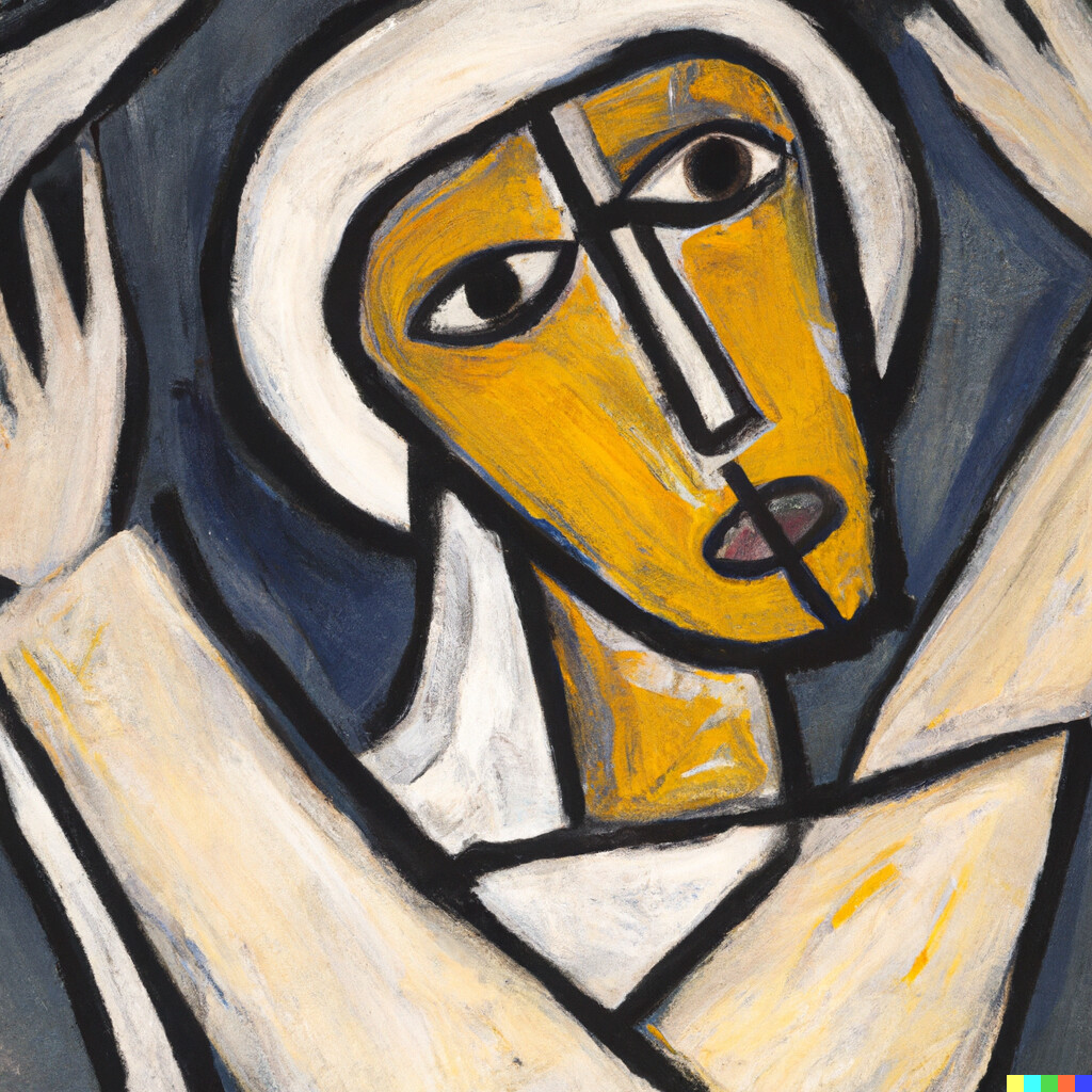 “Pintura de crist per Picasso” generada amb intel·ligència artificial. / El Temps