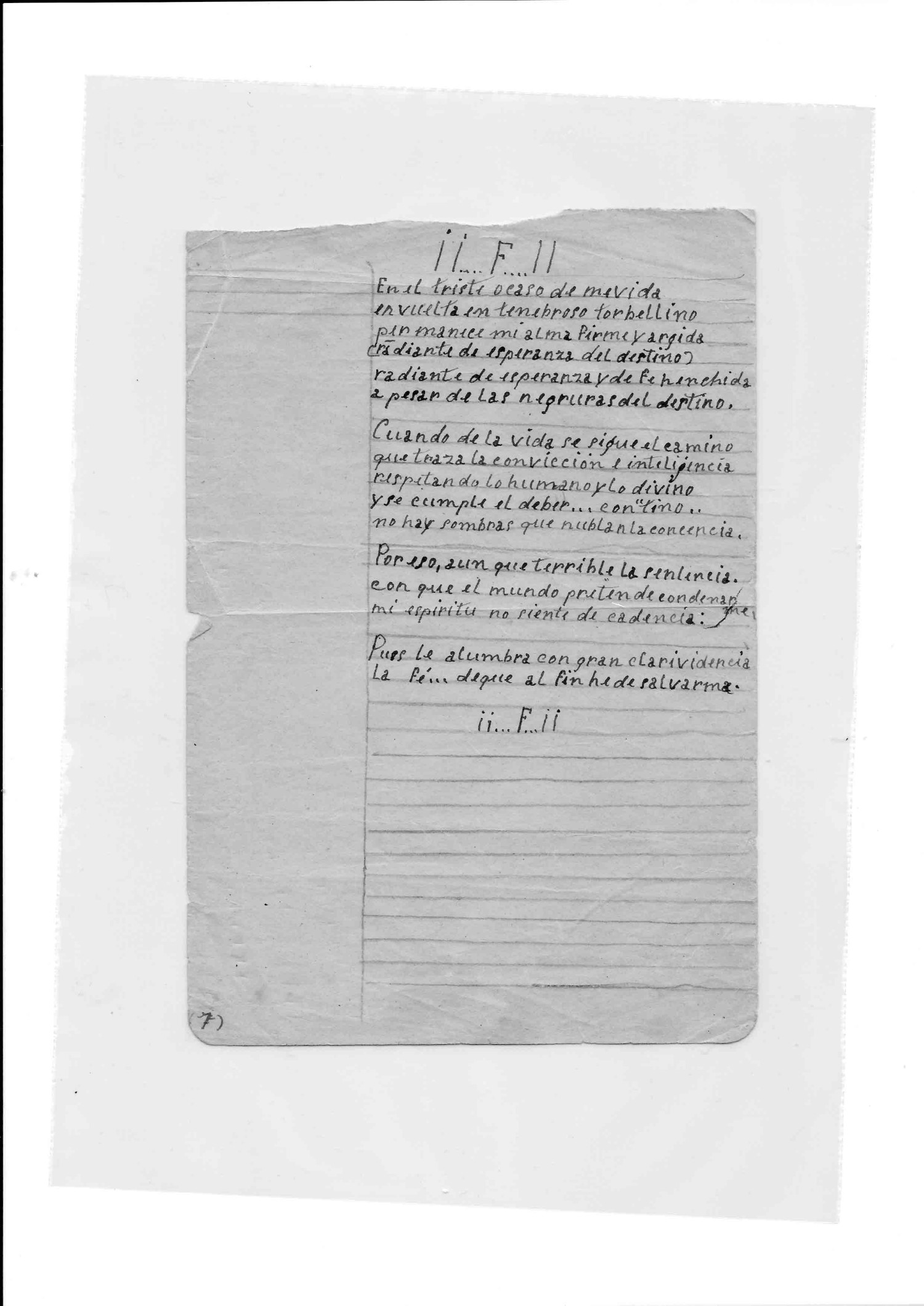 Un dels textos que la família Monfort Gil ha guardat de quan el pare era a la presó. 