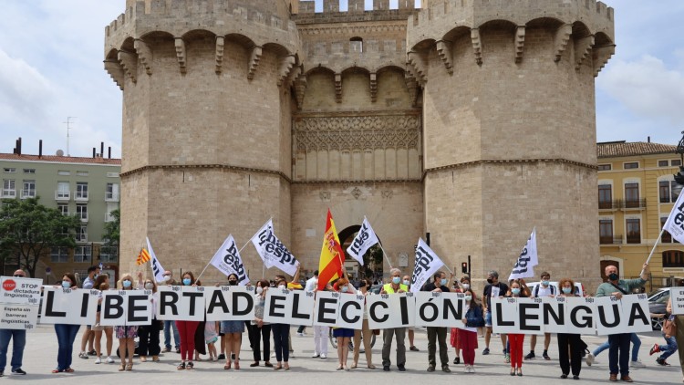 Acte davant de les Torres de Serrans de València per part d'Hablamos Español| Hablamos Español. 