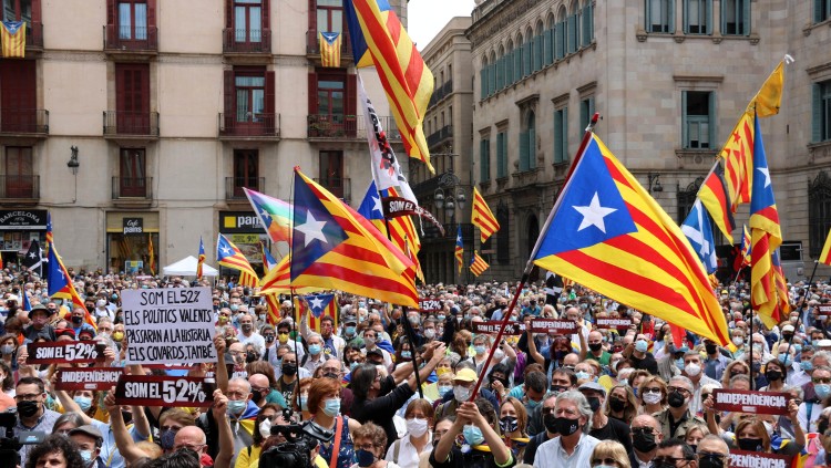 Manifestació recent convocada per l'ANC a la plaça Sant Jaume. Agència Catalana de Notícies