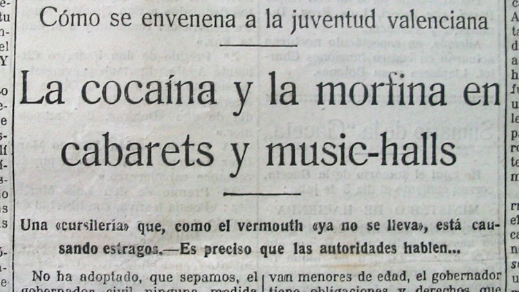 Notícia apareguda a Las Provincias el juliol de 1921 on alertava sobre l'extensió del consum de drogues.. Arxiu Juan Carlos Usó