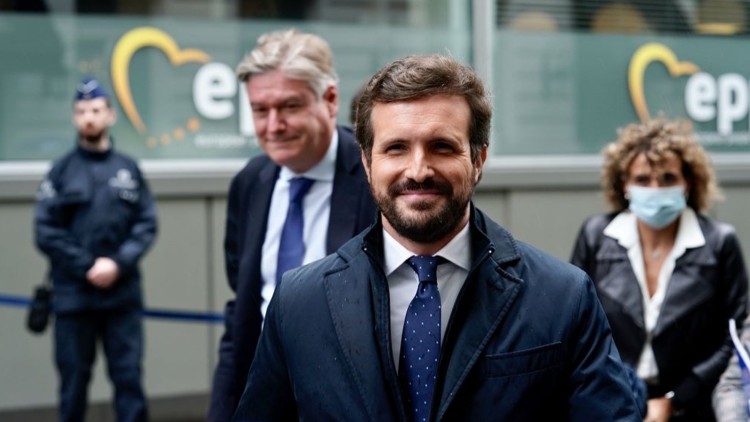El líder del PP, Pablo Casado, aquest 21/10/2021 a Brussel·les. Agència Catalana de Notícies