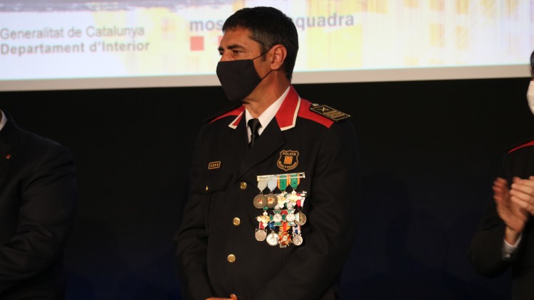 Pla mitjà del cap dels Mossos d'Esquadra, el major Josep Lluís Trapero, durant l'acte del Dia de les Esquadres. Imatge del 22 d'octubre del 2021. Agència Catalana de Notícies