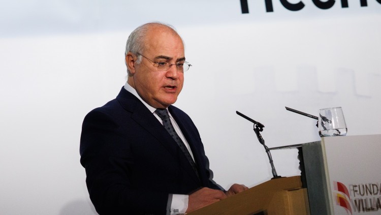 El magistrat Pablo Llarena intervé en l'entrega del premi atorgat per la Fundació espanyolista Villacisneros. Europa Press
