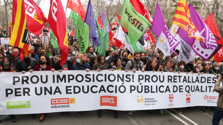Manifestació per la vaga de docents a Barcelona. Agència Catalana de Notícies