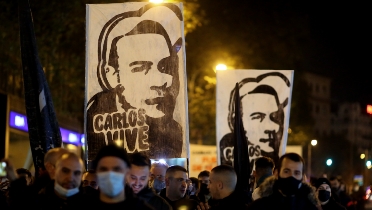 Mobilització antifeixista amb pancartes de record a Carlos Palomino, assassinat pel feixisme a Madrid| Europa Press