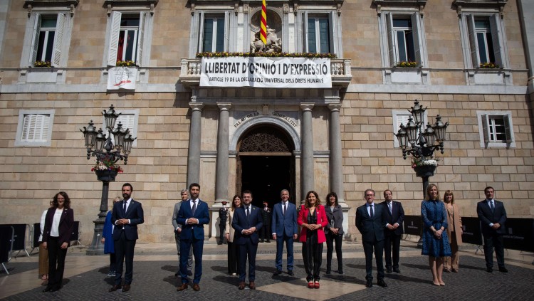 Imatge del dia de la presa de possessió dels actuals consellers de la Generalitat de Catalunya, el 26 de maig de l'any passat, a les portes del Palau de la Generalitat.. Europa Press