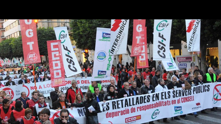 Imatge de la manifestació per la vaga general de 2012. Prats i Camps