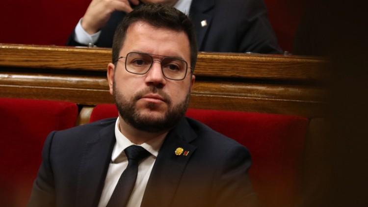 El president Pere Aragonès en la sessió parlamentària del dijous. Bernat Vilaró / ACN
