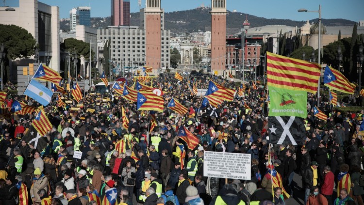 Manifestants independentistes a Barcelona el 19 de gener. Europa Press