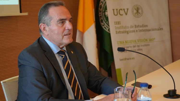 El nou vicepresident de la Generalitat Valenciana, el militar Francisco José Gan Pampols, en una conferència a la Universitat Catòlica de València| Europa Press