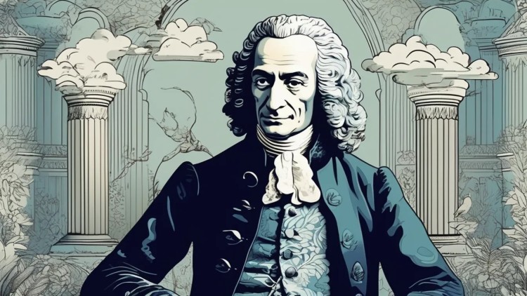 Voltaire, un dels pares de la Il·lustració, en una imatge recreada per IA.