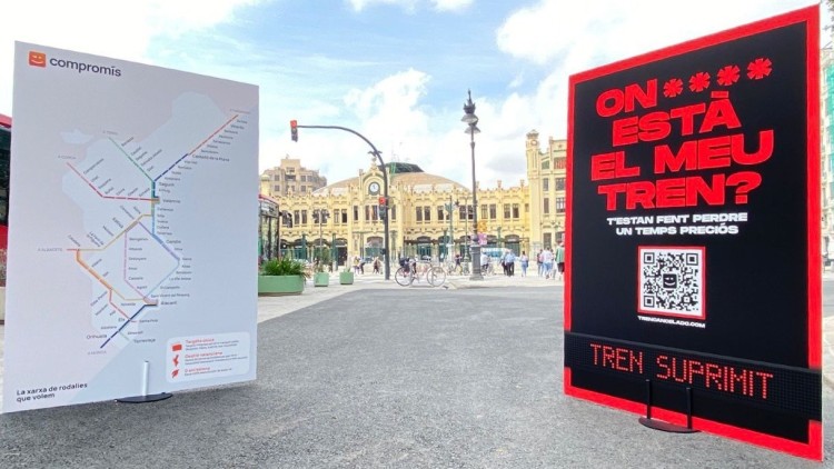Estampa de la campanya de Compromís a favor del tren de rodalia| Europa Press. 
