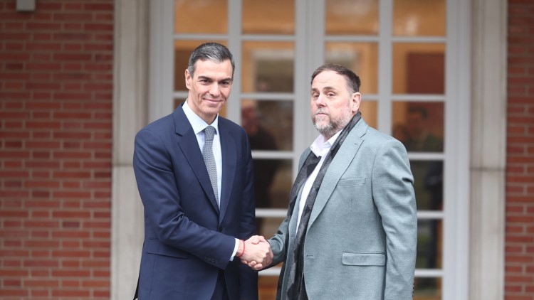 Reunió entre Pedro Sánchez i Oriol Junqueras a la Moncloa.. Europa Press