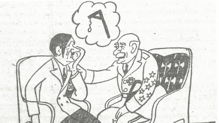 Caricatura d'Adolf Hitler i Philippe Pétain publicada al diari 'L'Humanitè'
