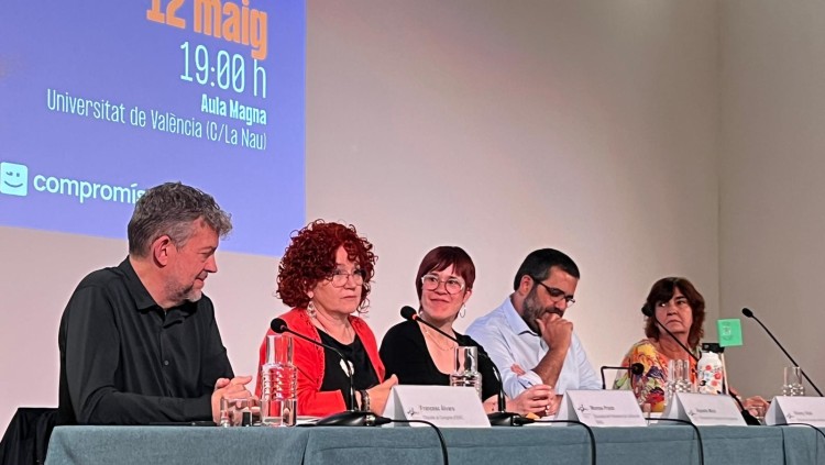 Estampa de la trobada entre ERC, BNG, Compromís, EH Bildu i Més per Mallorca a València| Compromís