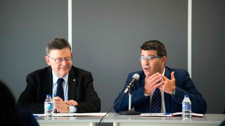 El president valencià Ximo Puig i Jorge Rodríguez, encara president de la Diputació de València| Raquel Abulaila