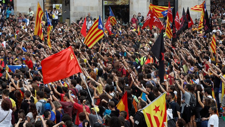 Imatge de la manifestació d'universitaris a Barcelona. Efe