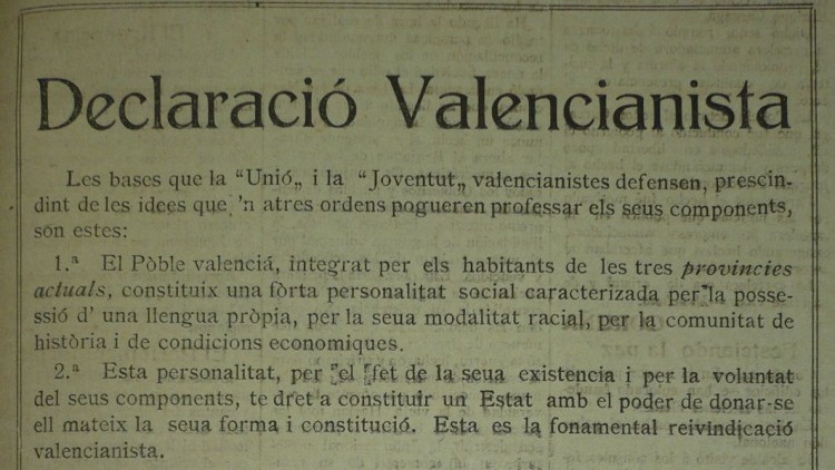 Extracte de la Declaració Valencianista de 1918