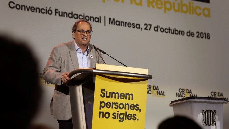 Quim Torra en l'acte de presentació de la Crida Nacional per la República. Efe