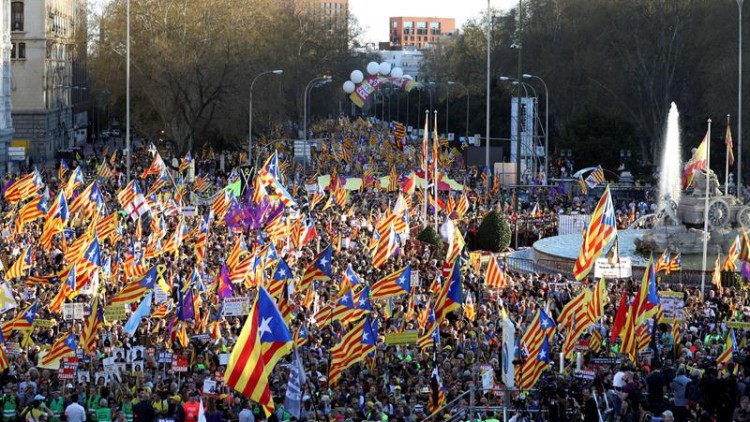 Imatge de la manifestació sobiranista a Madrid. Efe