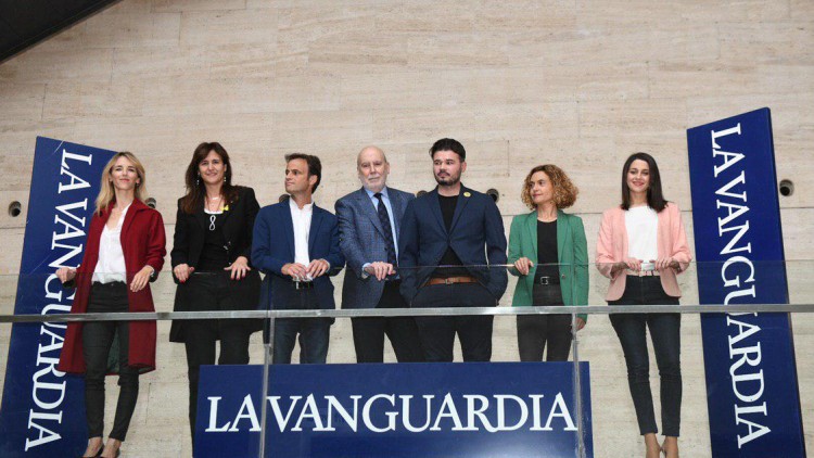 Els participants en el debat. Twitter Junts per Catalunya