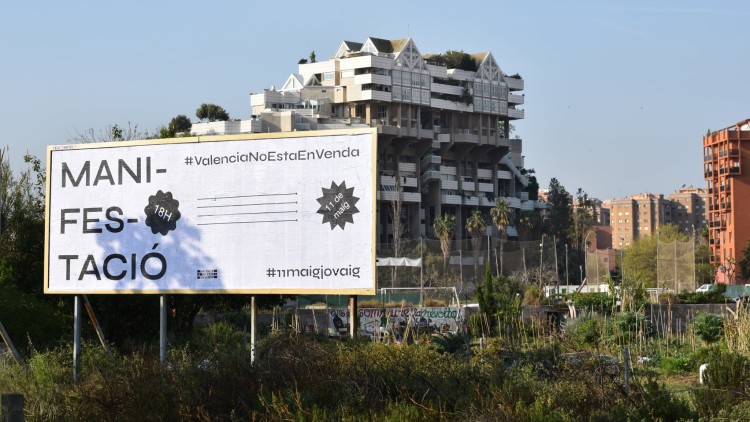 Pancarta de manifestació contra les actuacions urbanístiques que amenacen el territori enclavada al sector del PAI de Benimaclet| Cuidem Benimaclet