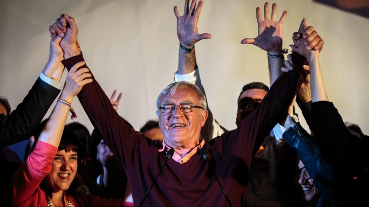 Joan Ribó celebra el resultat de Compromís a València diumenge passat.. EFE