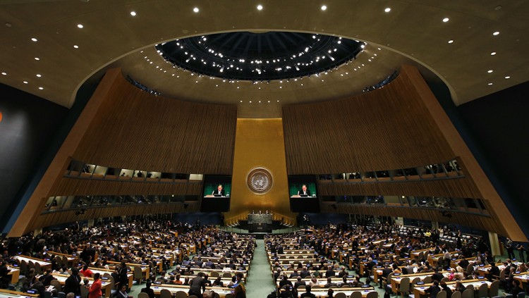 L'interior de la seu central de l'ONU. Arxiu El Temps