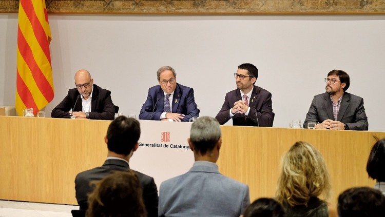 Quim Torra i Jordi Puigneró en roda de premsa. Generalitat de Catalunya