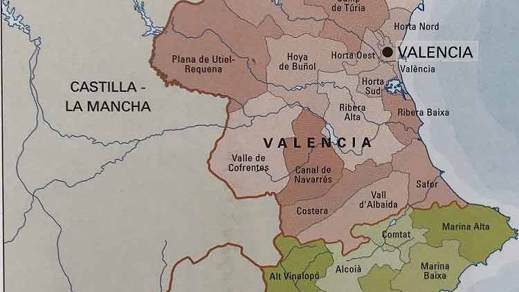 Mapa comarcal i provincial del País Valencià