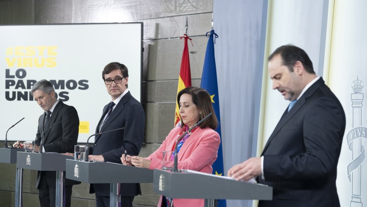 Diversos membres del govern, durant una compareixença a causa del coronavirus.. Europa Press.