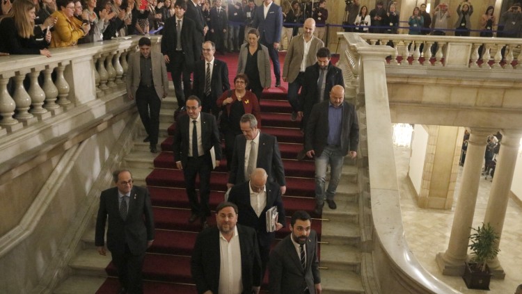 Els presos polítics se'n van del Parlament després d'haver assistit a la comissió del 155. Agència Catalana de Notícies