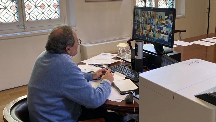 Quim Torra en una reunió telemàtica amb els presidents autonòmics. Agència Catalana de Notícies