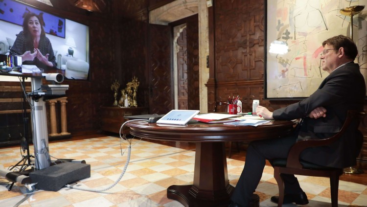 Connexió telemàtica entre Ximo Puig i Francina Armengol. Generalitat Valenciana