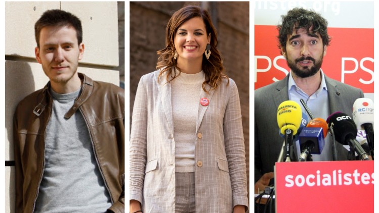 Ares Fernàndez, Sandra Gómez i Carles Castillo, membres del PSC i del PSOE que han qüestionat la monarquia