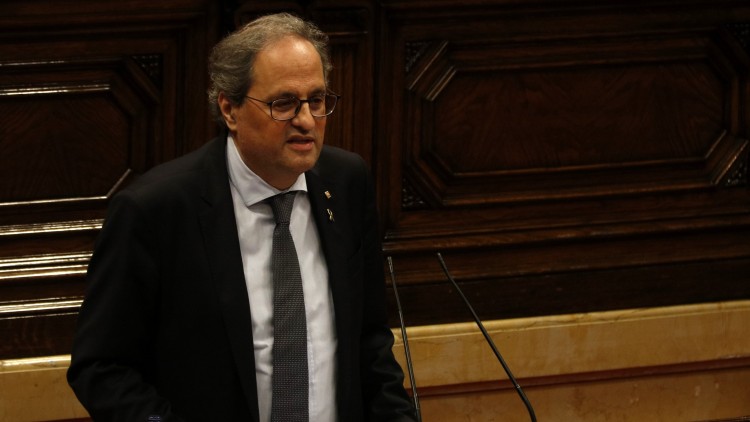 El president de la Generalitat, Quim Torra, intervé al ple monogràfic sobre la monarquia espanyola. Imatge del 7 d'agost de 2020.. ACN