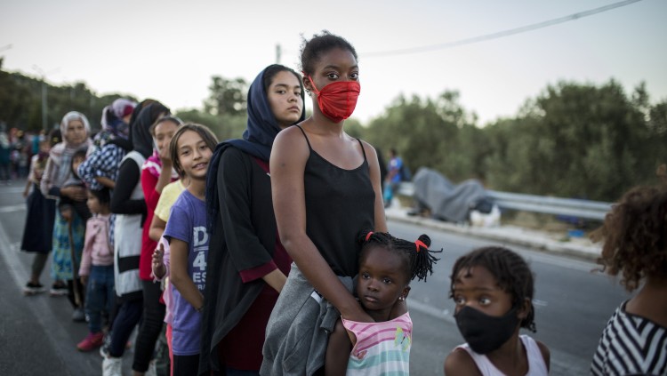 Grup de refugiats a Mória. Europa Press