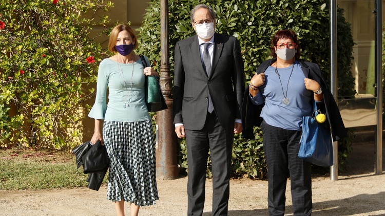 Carme Forcadell i Dolors Bassa, amb el president Quim Torra. Agència Catalana de Notícies