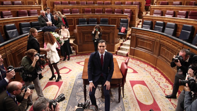Pedro Sánchez, fotografiat després de la seua investidura com a president del Govern espanyol, el 7 de gener de 2020. Europa Press