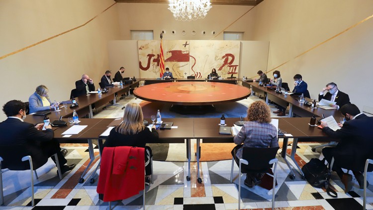 Pla general dels membres del Govern en la reunió del Consell Executiu del 19 de gener del 2021. Agència Catalana de Notícies